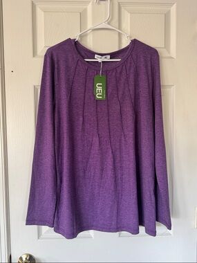 UEU Purple Pleat-Front Long Sleeve Tee Size XL